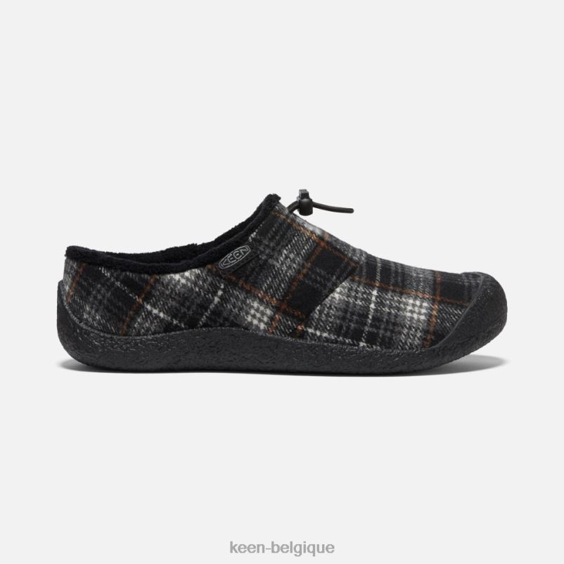 DLLD6345 Keen diapositive Howser III noir à carreaux-gris acier femmes