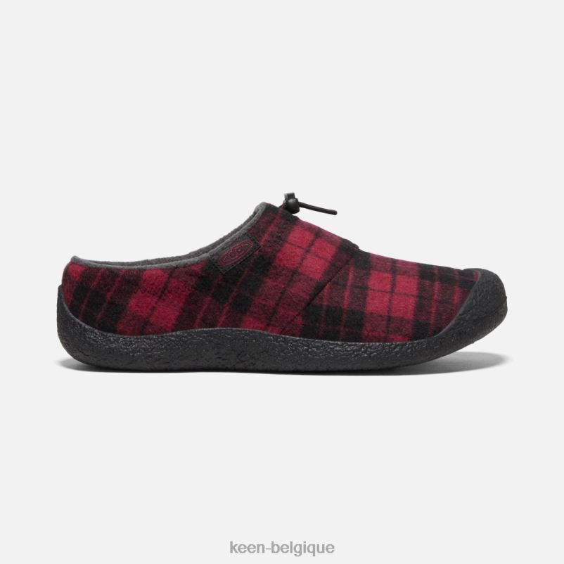 DLLD6486 Keen diapositive Howser III plaid rhubarbe-noir Hommes